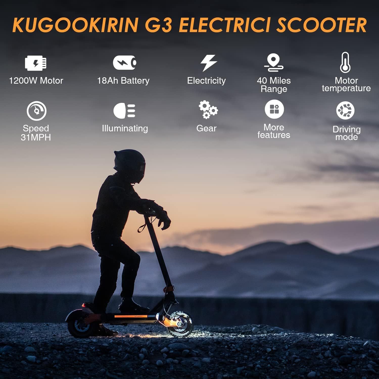 Electric Scooter for Adults, 1200W Motor, 31 mph, 10.5" Off Road Tires, Foldable X33553