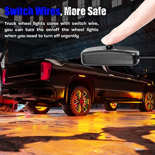 Wheel Lights for Truck - RGB Rim Light for Car/SUV - Wheel Well Ring Lights with Sequential and Multi-Color, Waterproof DC 12v C3041
