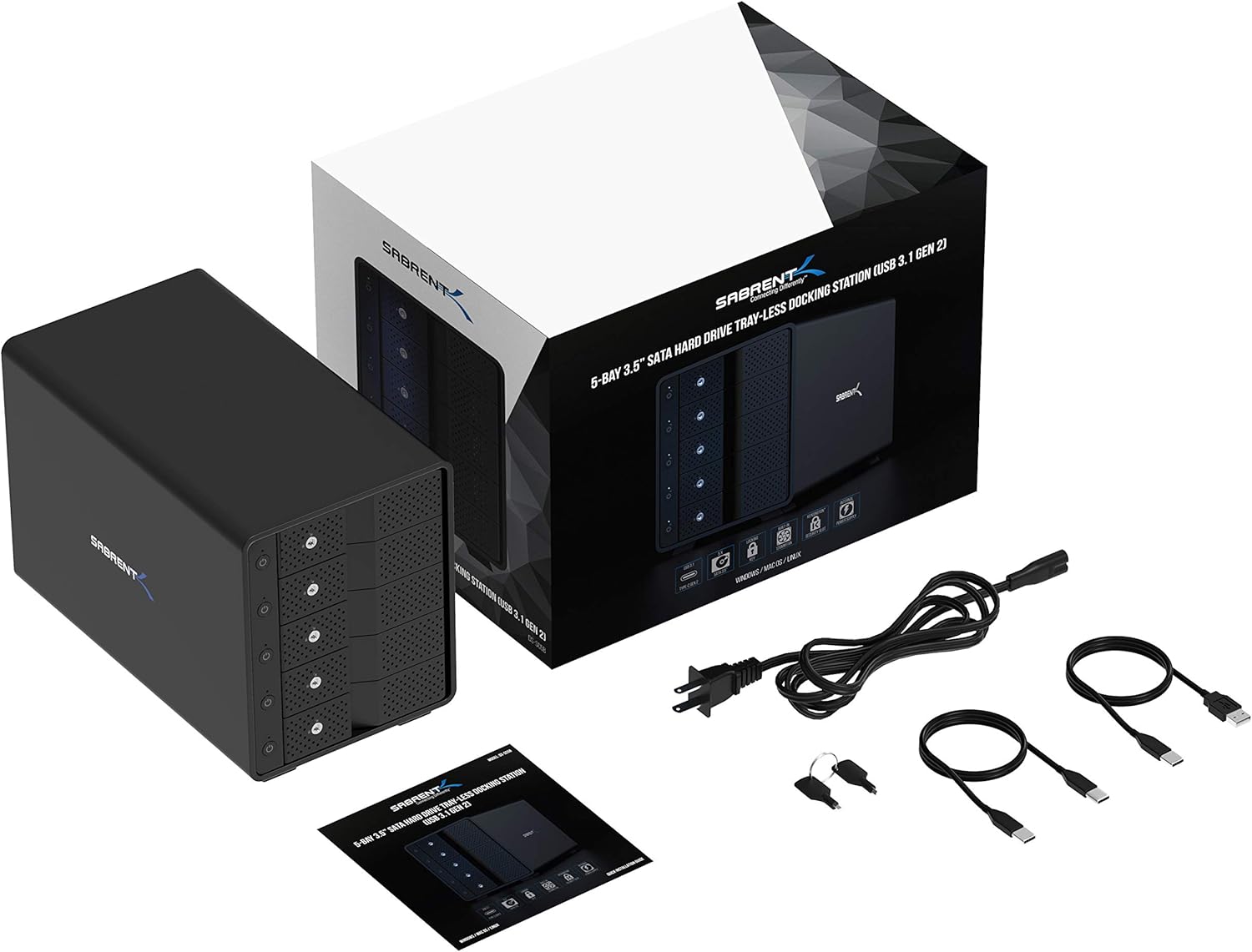 USB 3.0 to SATA Dual Bay External Hard Drive Docking Station for 2.5/3.5in HDD SSD with Cloner Function J42226