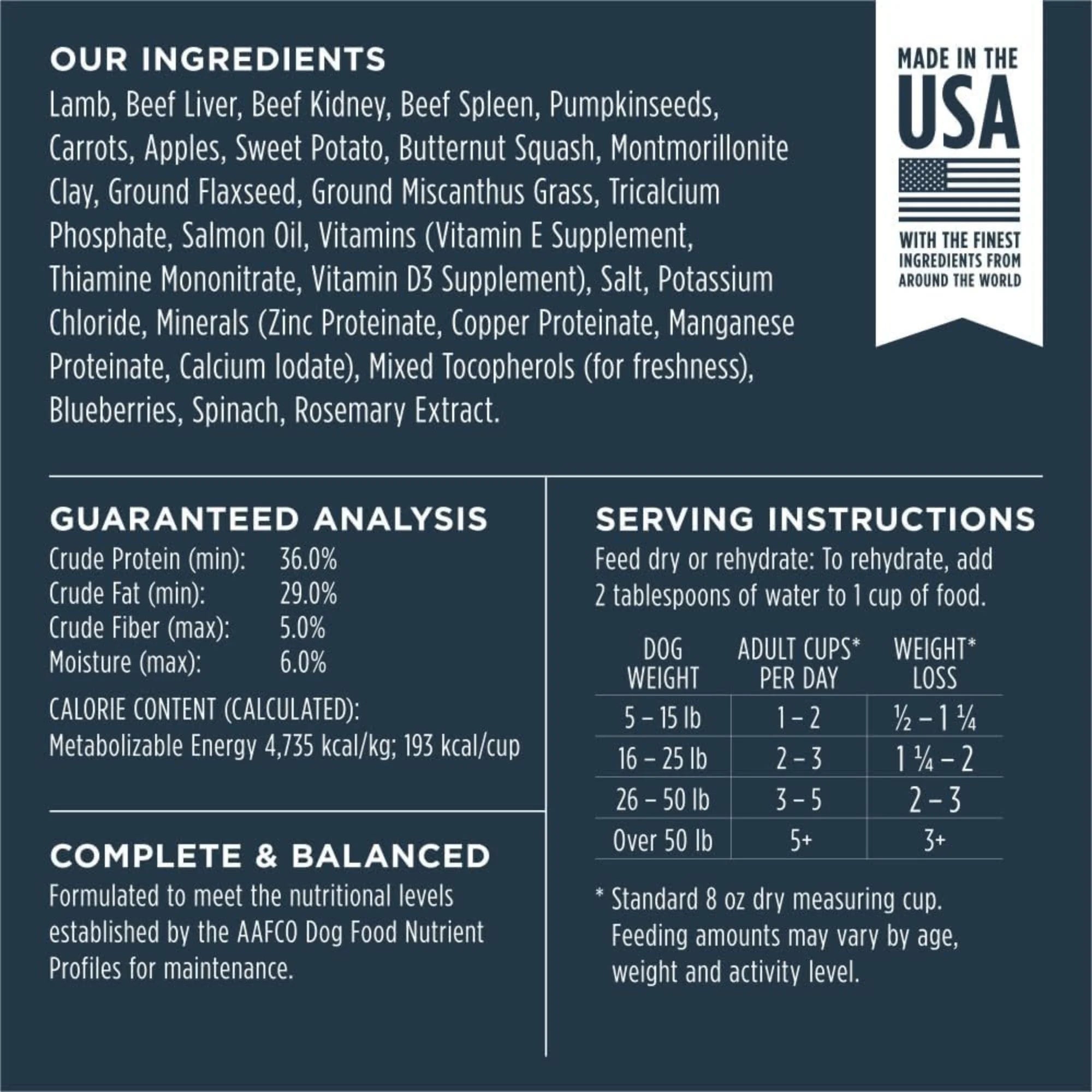 Freeze Dried Raw Grain Free Lamb Recipe Dog Food, 24 oz. Bag I6271