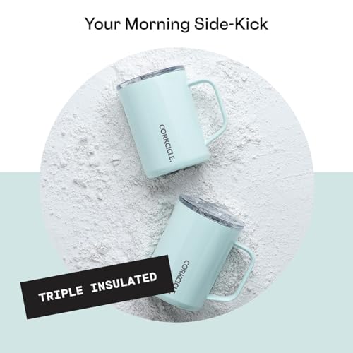 Insulated Coffee Mug with Lid and Handle, Powder Blue, 16 oz U665180