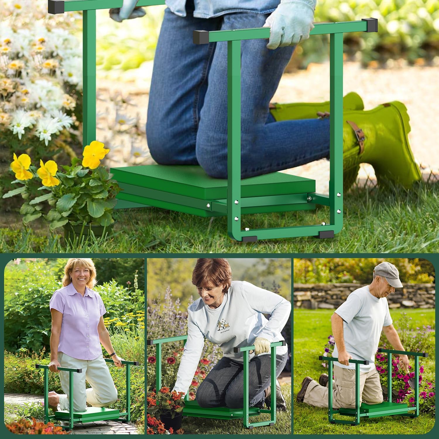 Garden Kneeler and Seat with Handle, Heavy Duty Gardening Stool W895