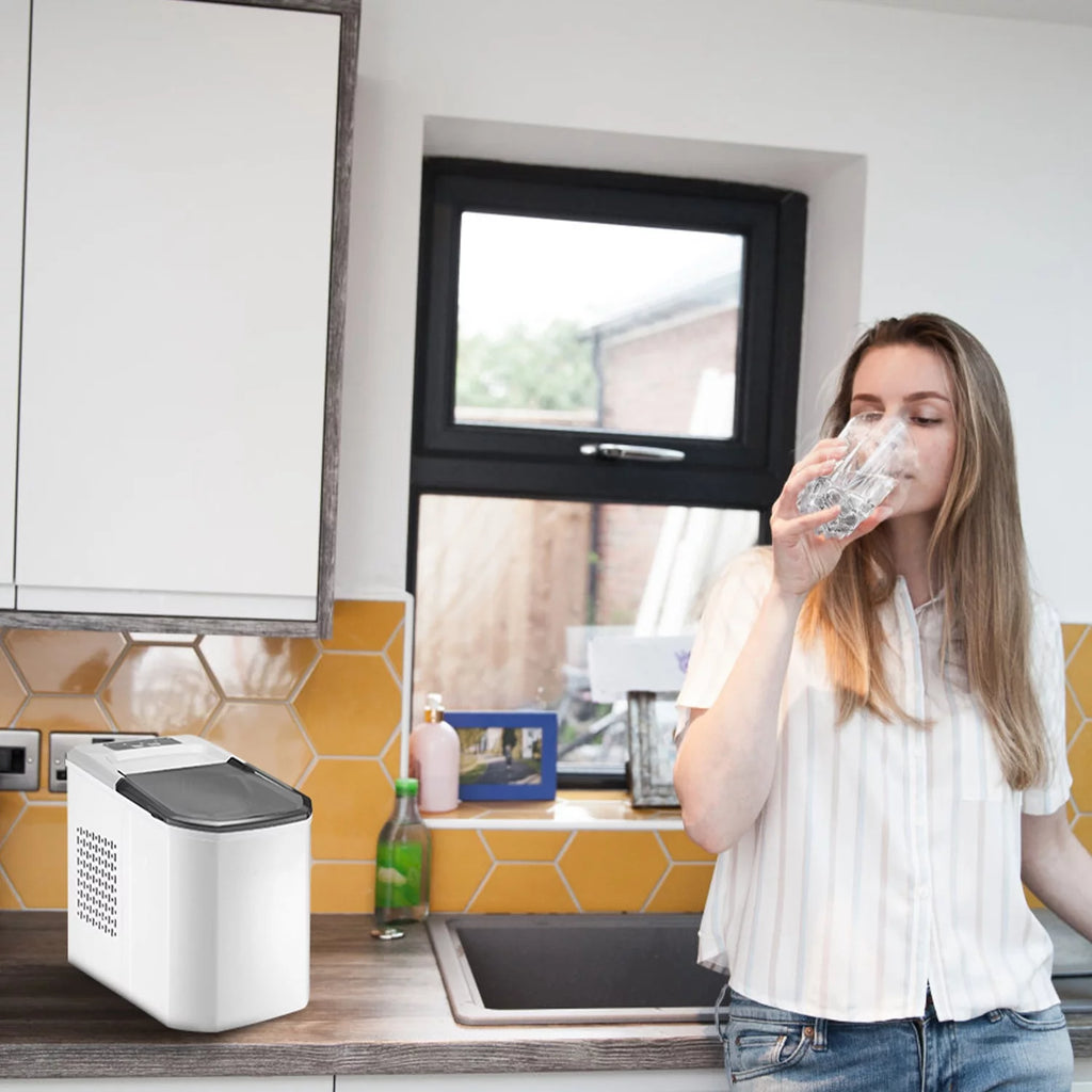 Countertop Ice Maker, 33Lbs/24H, 9 Ice Cubes in 6 Mins, Self-Cleaning Portable with Ice Scoop and Basket P57485