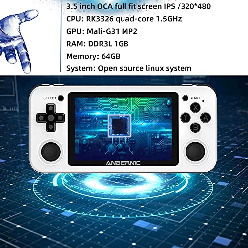 Handheld Game Console, 3.5 Inch IPS Screen, 64GB Storage Y62402
