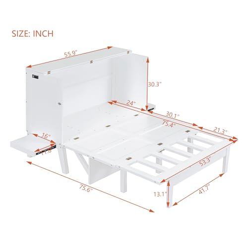 Full Murphy Bed with Desk, USB Port and Shelves E838836