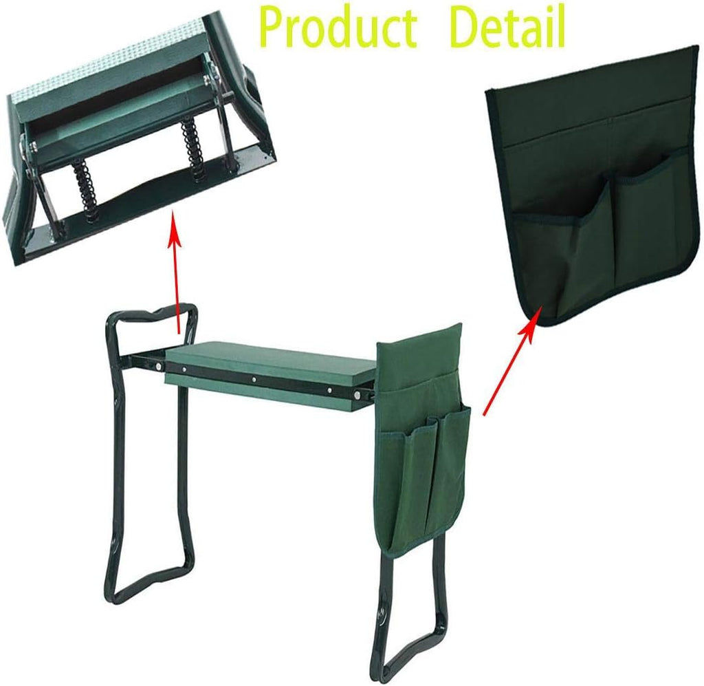 Foldable Garden Kneeler Seat with Tool Pouch and Soft Pad U36813