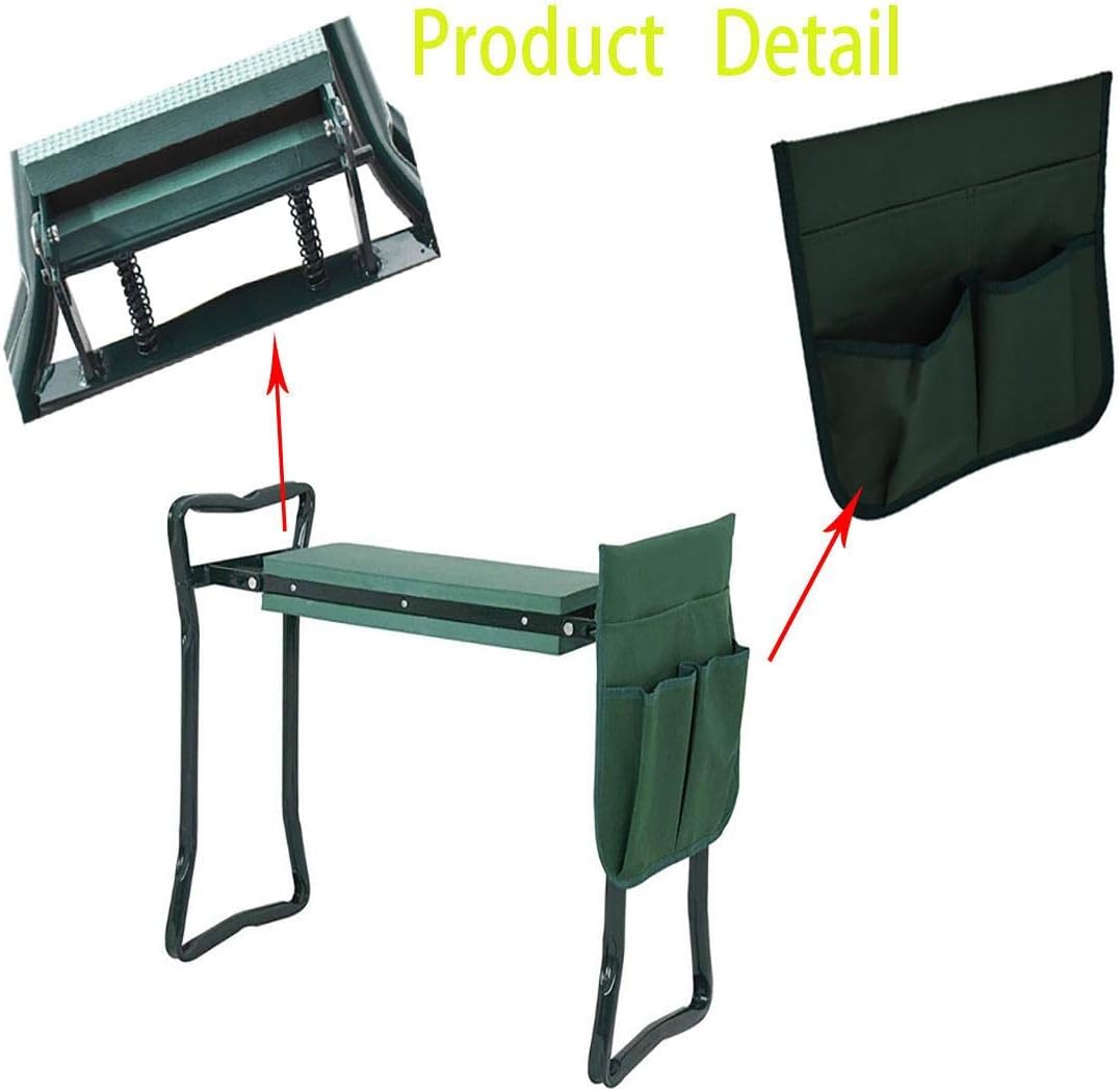 Foldable Garden Kneeler Seat with Tool Pouch and Soft Pad U36813