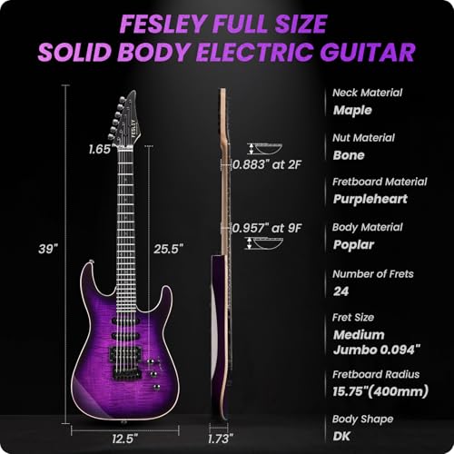 Solid Body Electric Guitar Kit with 24 Frets, HSS Pickup, Black R4019