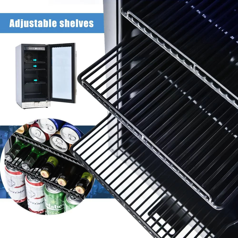 15 Inch Built-in Beverage Refrigerator with Clear Glass Door C162