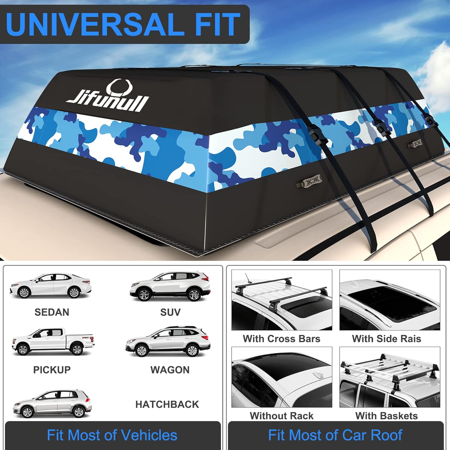 Rooftop Cargo Carrier Bag 21 Cubic Feet, Waterproof Soft-Shell Roof Rack with Anti-Slip Mat M640