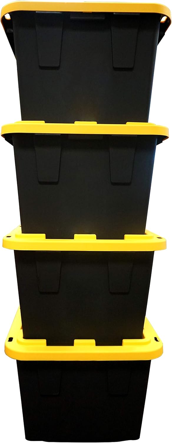 27 Gallon Heavy-Duty Plastic Storage Boxes with Lids, 4 Pack L522