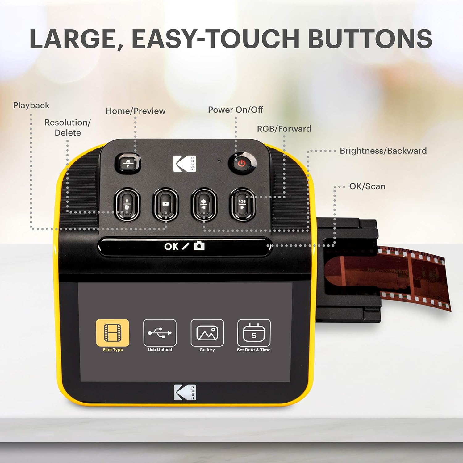 Film and Slide Scanner with 5" LCD Screen, Converts 35mm 126 110 Negatives and Slides to 22MP JPEG S414608