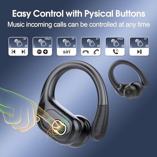 Wireless Earbuds Bluetooth 5.4 with Earhooks, IPX7 Waterproof P475856