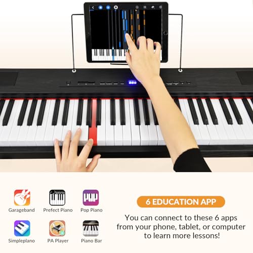 88 Key Semi Weighted Digital Piano with Lighted Keys, Stand, Case, Pedal, Headphone K75192