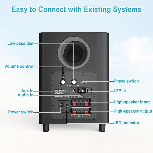 Powered Subwoofer with Deep Bass, Easy Setup for Home Theater H40915