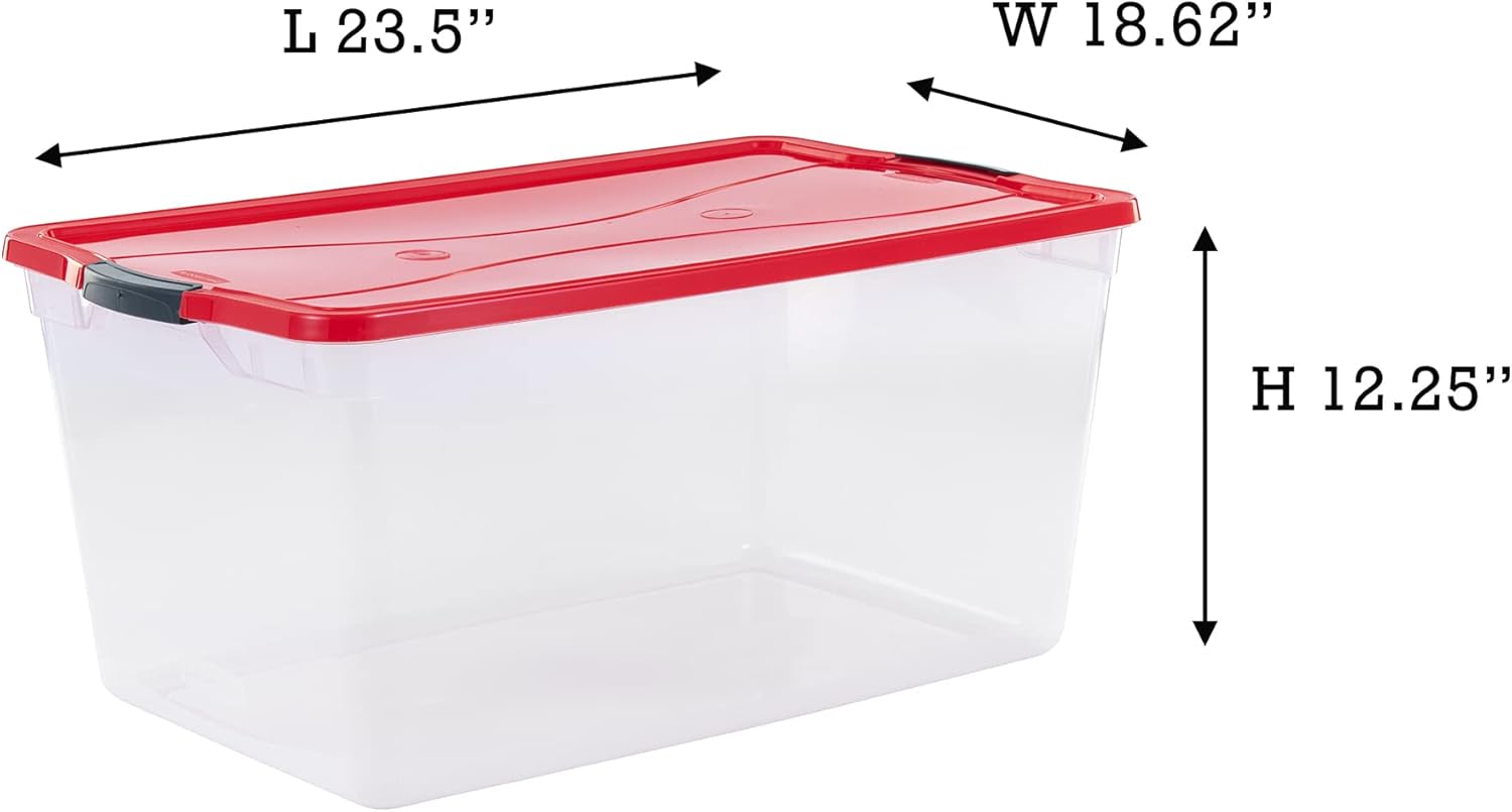 Clear 71 QT Stackable Storage Containers with Latching Lids, Pack of 4 I15320