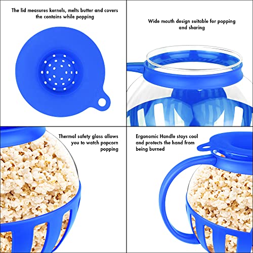 3 Quart Microwave Glass Popcorn Popper, Borosilicate Glass, Dishwasher Safe W589