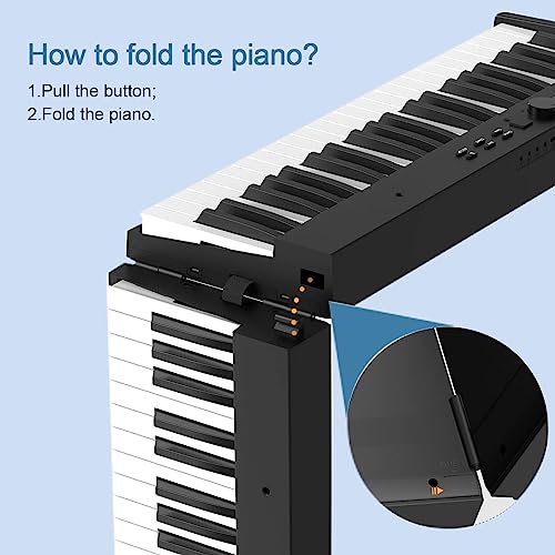 88 Key Folding Piano with Full Size Keys, Bluetooth MIDI, Portable Digital Piano C604511