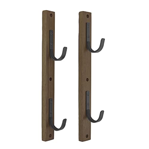 Indoor Gun Rack for 2-4 Rifles or Shotguns, Wall Mounted Wood with Metal Hooks K229530