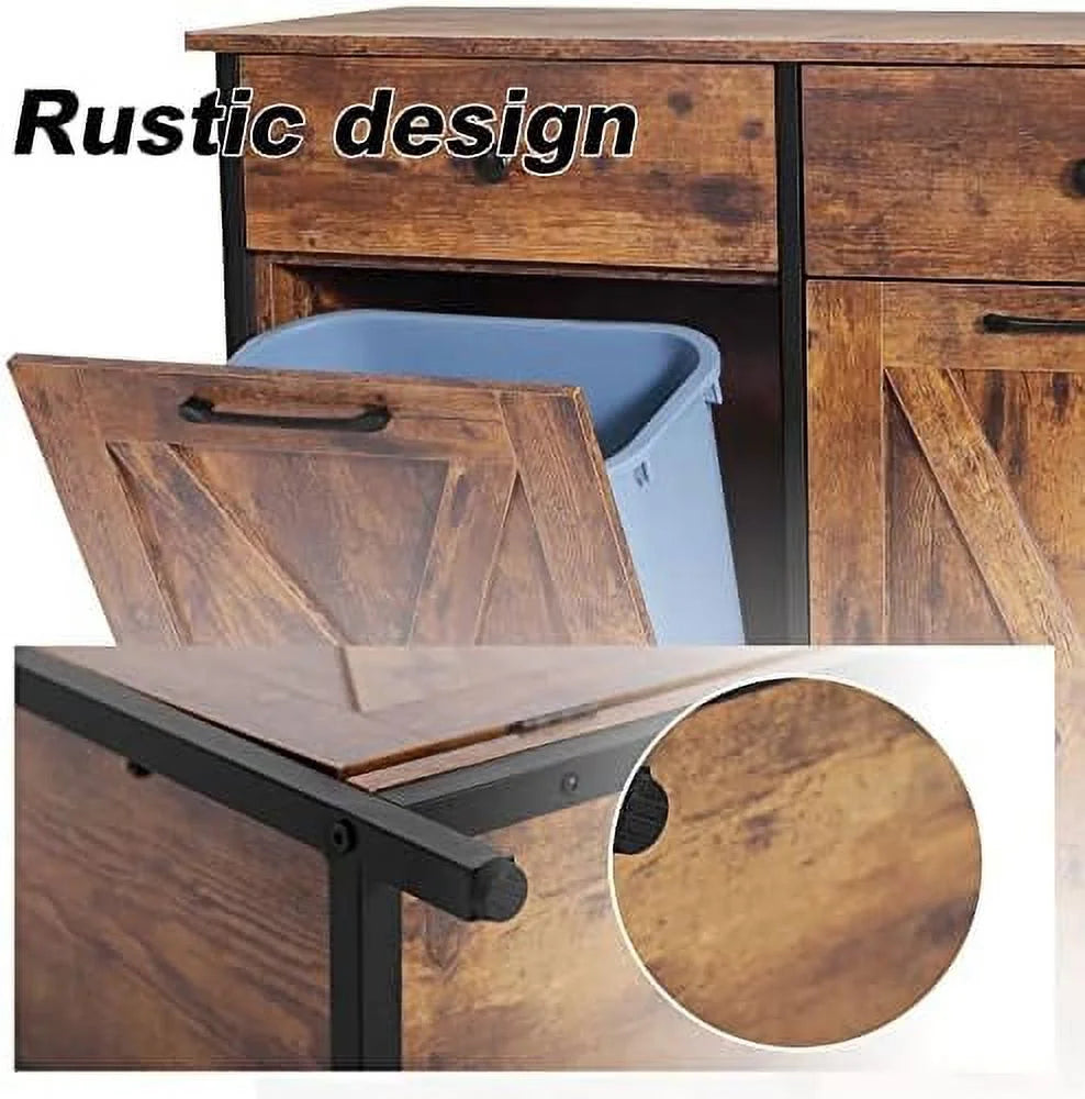 Double Kitchen Trash Cabinet with Hideaway Drawers N508619