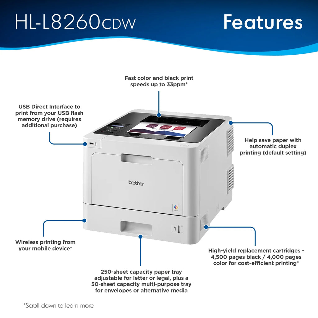 Color Laser Printer with Duplex Printing and Wireless Networking D4602