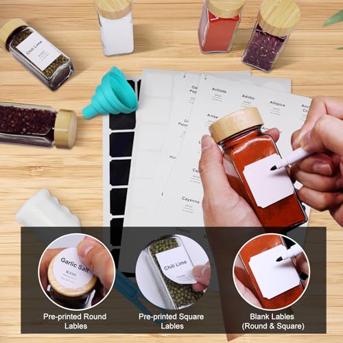 24 Pcs Spice Jars, 4oz Glass Bottles with Wood Shaker Lids W91750