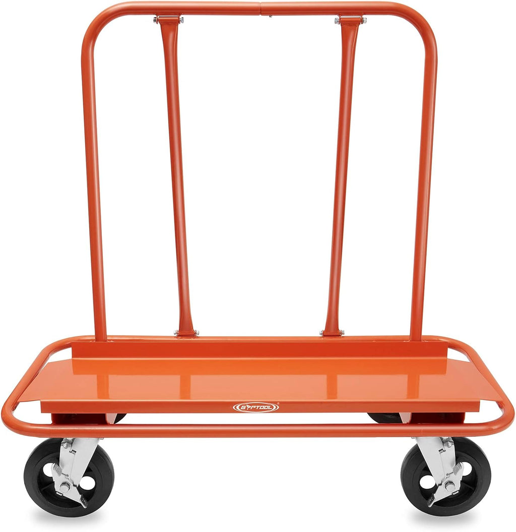 GypTool Heavy Duty Drywall Sheet Cart & Panel Dolly with 4 Swivel Wheels - Orange