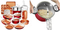 Gotham Steel 20 Pc Pots and Pans Set Nonstick Cookware + Bakeware Set, Complete Ceramic for Kitchen & Gotham Steel 5 Quart Stock Pot Multipurpose Pasta Pot with Strainer Lid