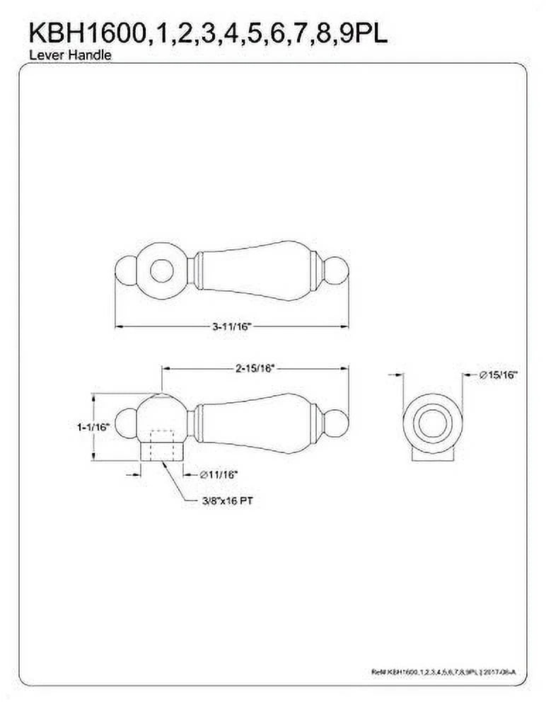 Porcelain Lever Handle, 3/8" x 16Pt, Chrome B595