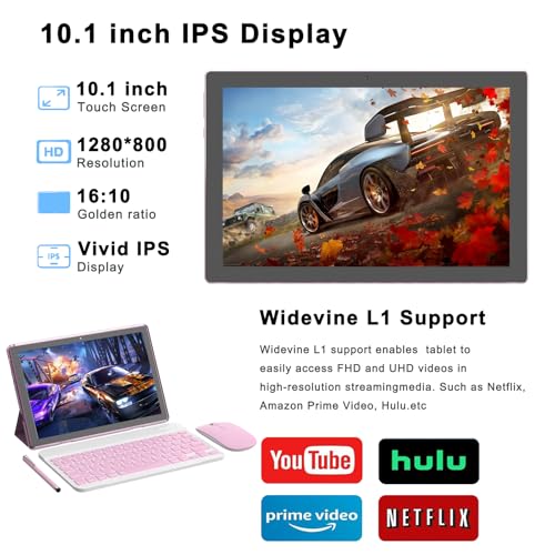 10 inch 2 in 1 Tablet with Keyboard Mouse Case Stylus, 8GB+64GB, IPS Touch Screen G53405