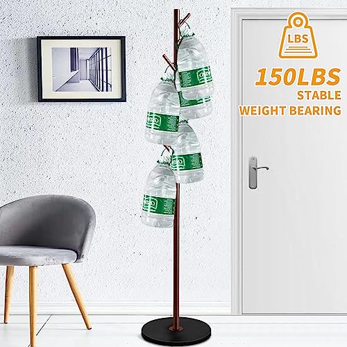 Coat Rack Stand with Marble Base and 8 Wooden Hooks R357