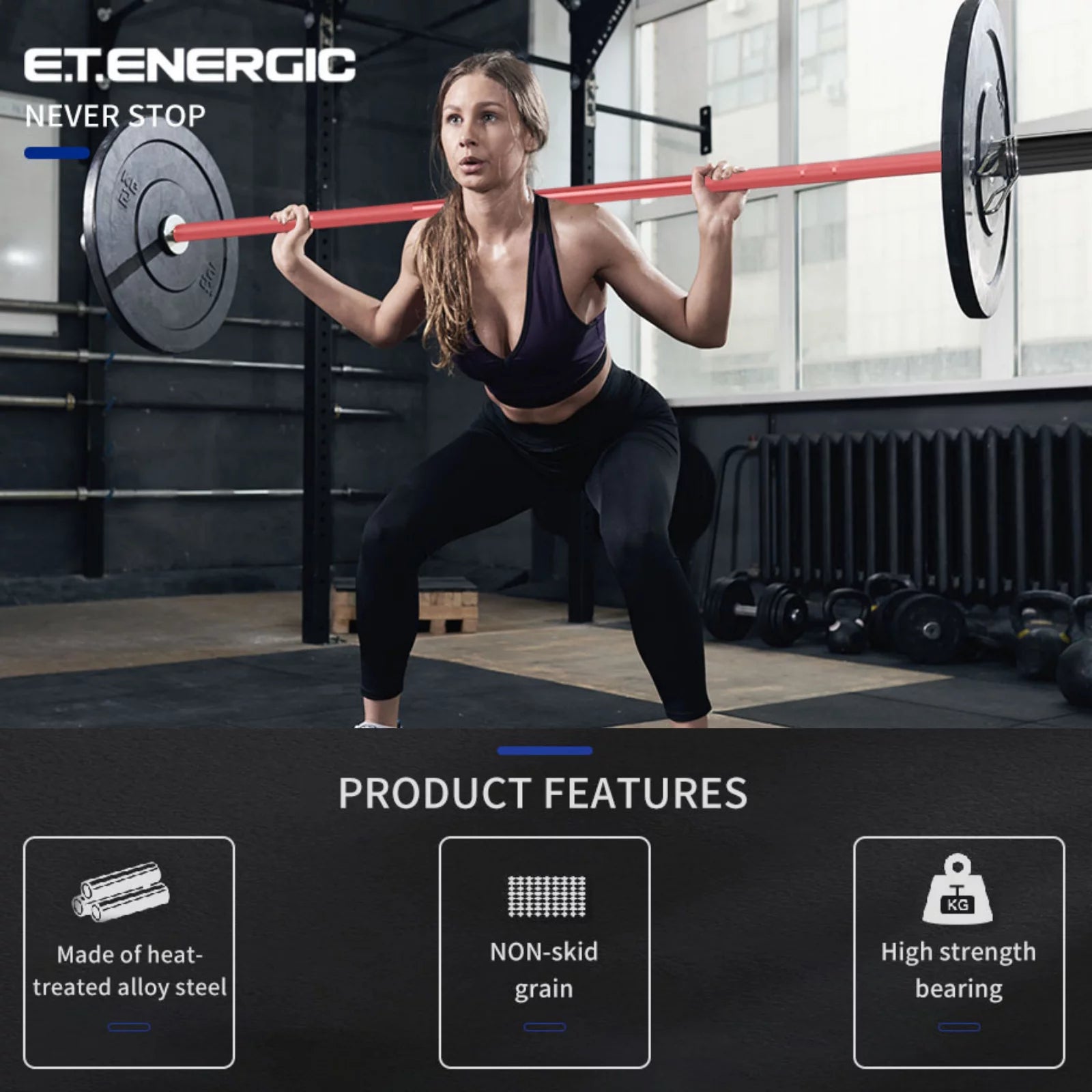 7ft Olympic Barbell for Weightlifting and Powerlifting O7712