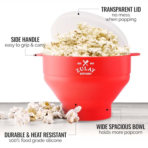 Microwave Popcorn Popper, BPA-Free Silicone Collapsible Bowl U68130