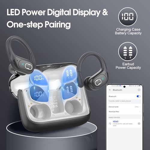 Wireless Earbuds Bluetooth 5.4 with Earhooks, IPX7 Waterproof P475856