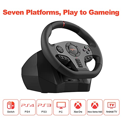 PC Steering Wheel Gaming with Linear Pedals and Dual Vibration L686