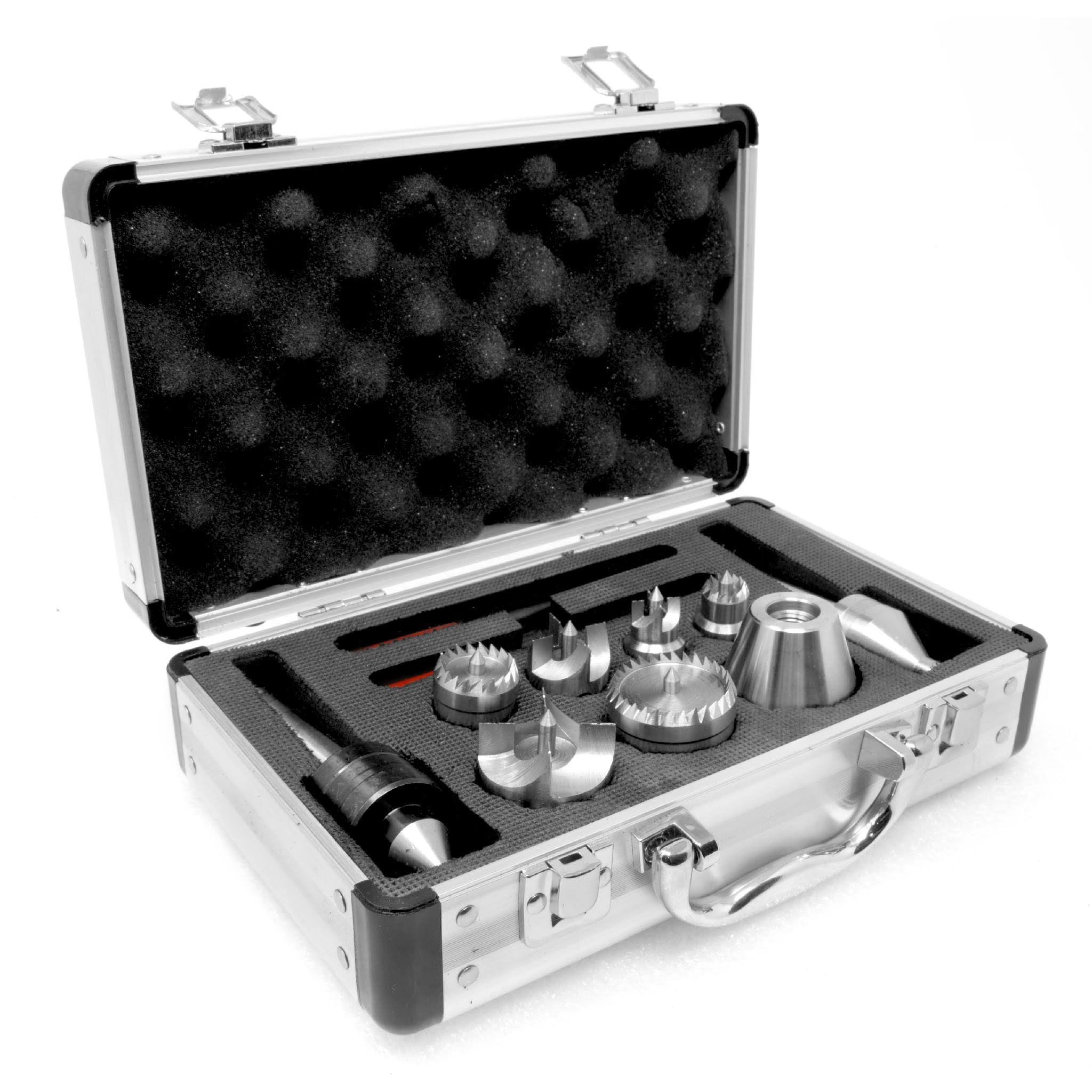 9-Piece MT2 Wood Lathe Drive and Live Center Kit with Aluminum Case Z26086