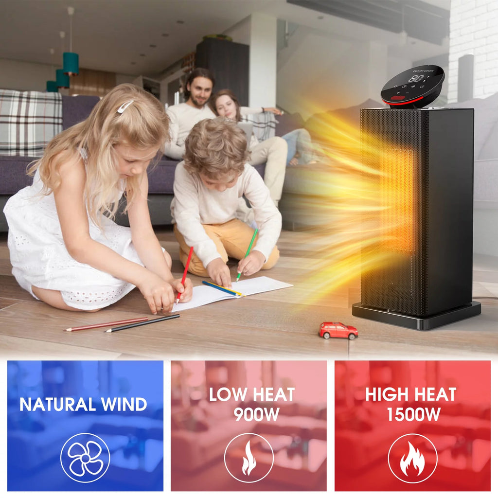Space Heater Indoor, Oscillating Electric Tower Heater with Remote, ECO Modes, Timer F3535