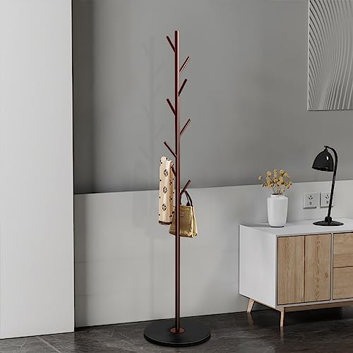 Coat Rack Stand with Marble Base and 8 Wooden Hooks R357