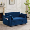 3-in-1 Versatile Velvet Sofa, Convertible Sleeper Sofa Bed with Pullout Bed, Comfy Loveseat with 2 Lumbar Pillows and Side Pocket, for Living Room Bedroom (Green)