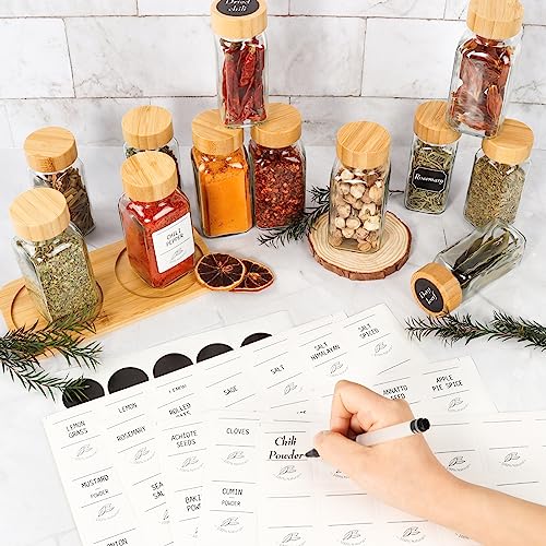 4 oz Glass Spice Jars with Bamboo Lids, 24 Pack with Labels and Funnel L631073