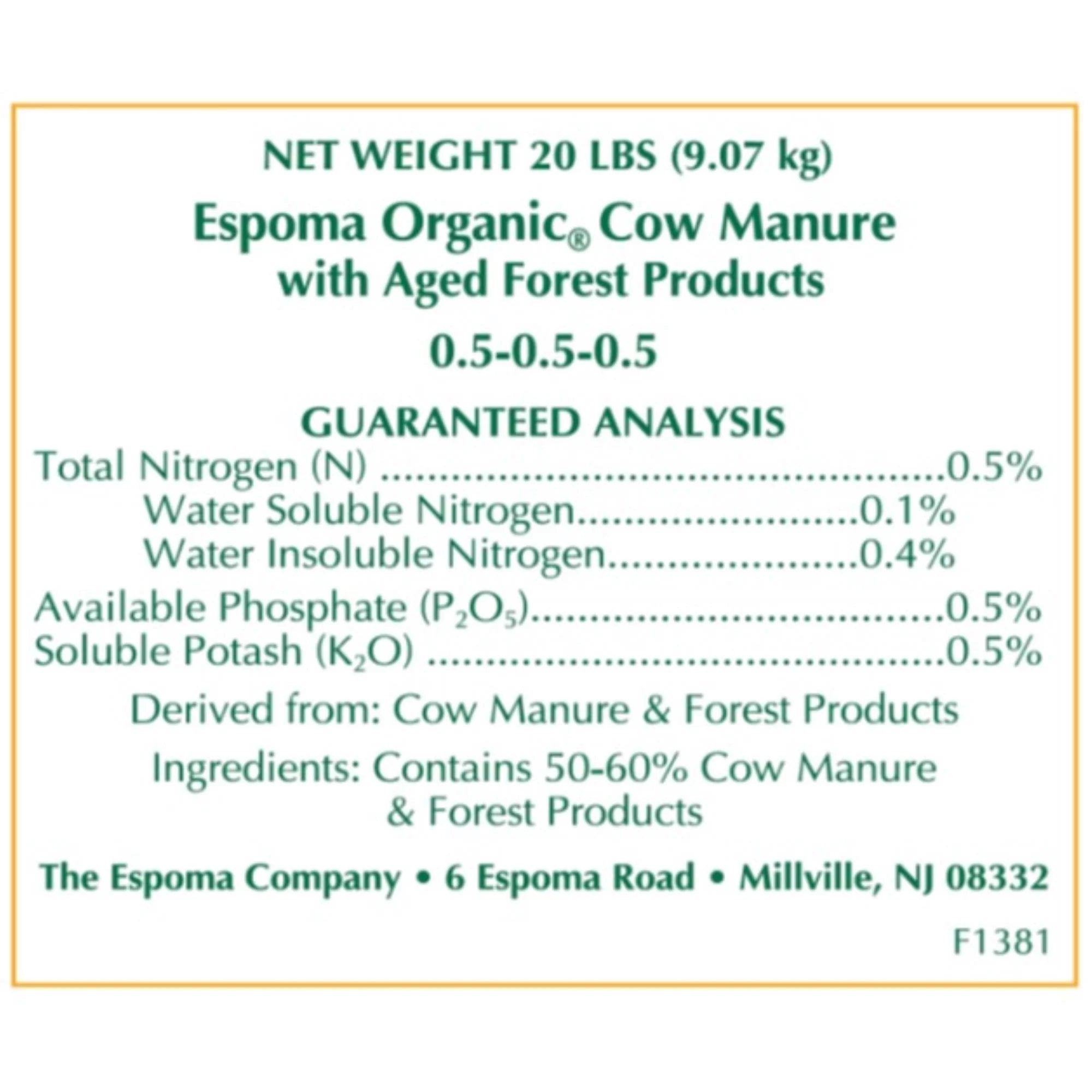 Organic Cow Manure Compost Blend for Gardening, 1 CF A235