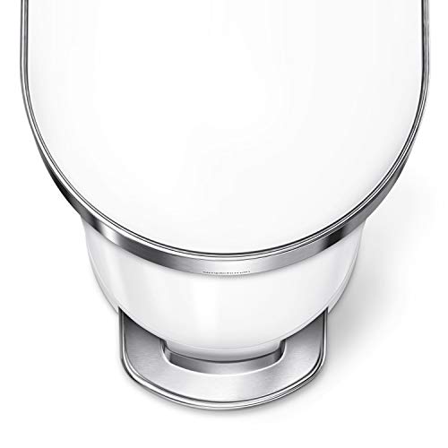 Slim Hands-Free Kitchen Step Trash Can, 45 Liter, White Stainless Steel Y2404