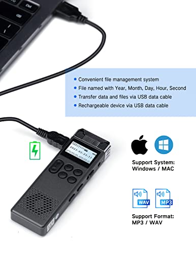 80GB Digital Voice Activated Recorder with Playback for Lectures Meetings V982