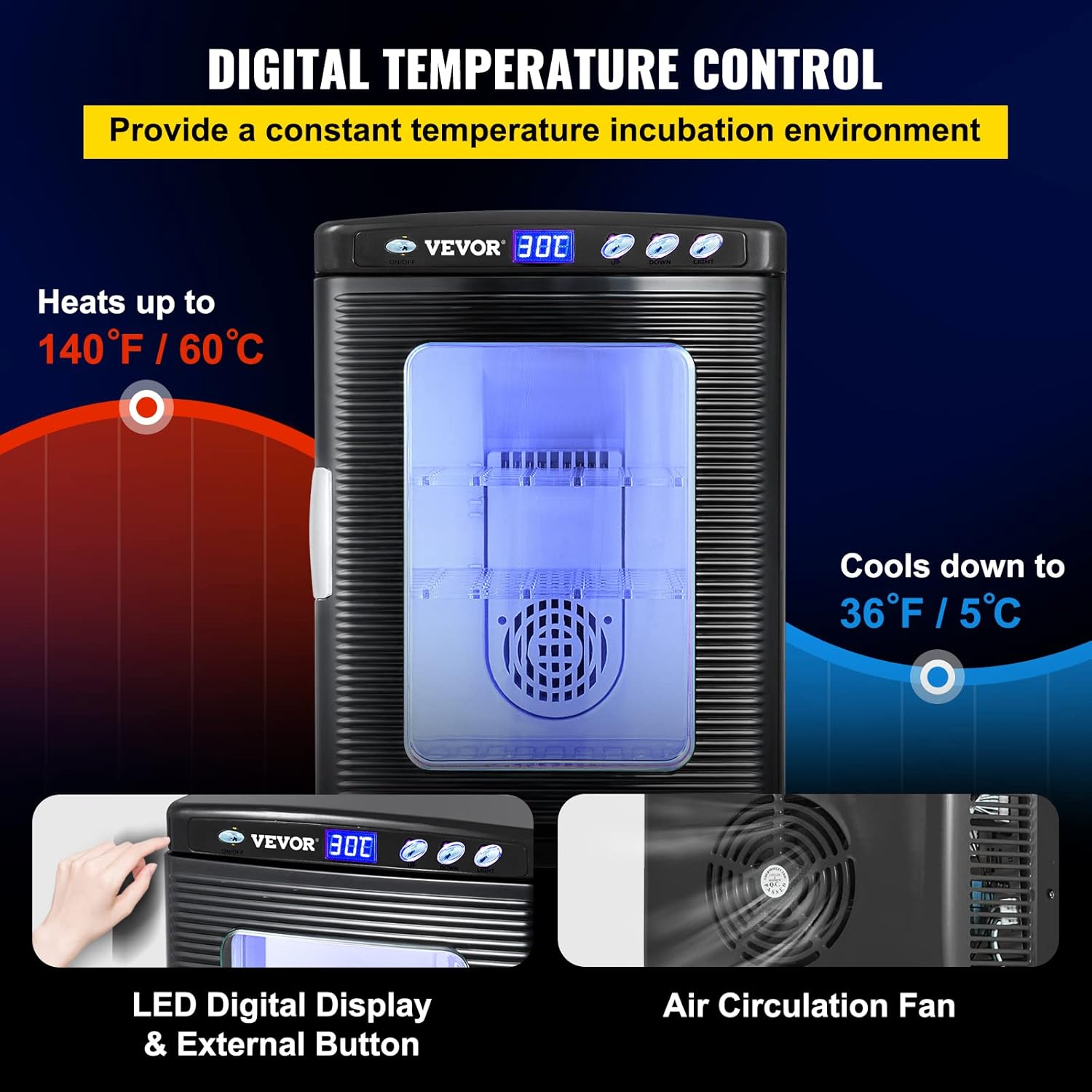 Reptile Incubator 25L Automatic Cooling and Heating for Egg Breeding E505