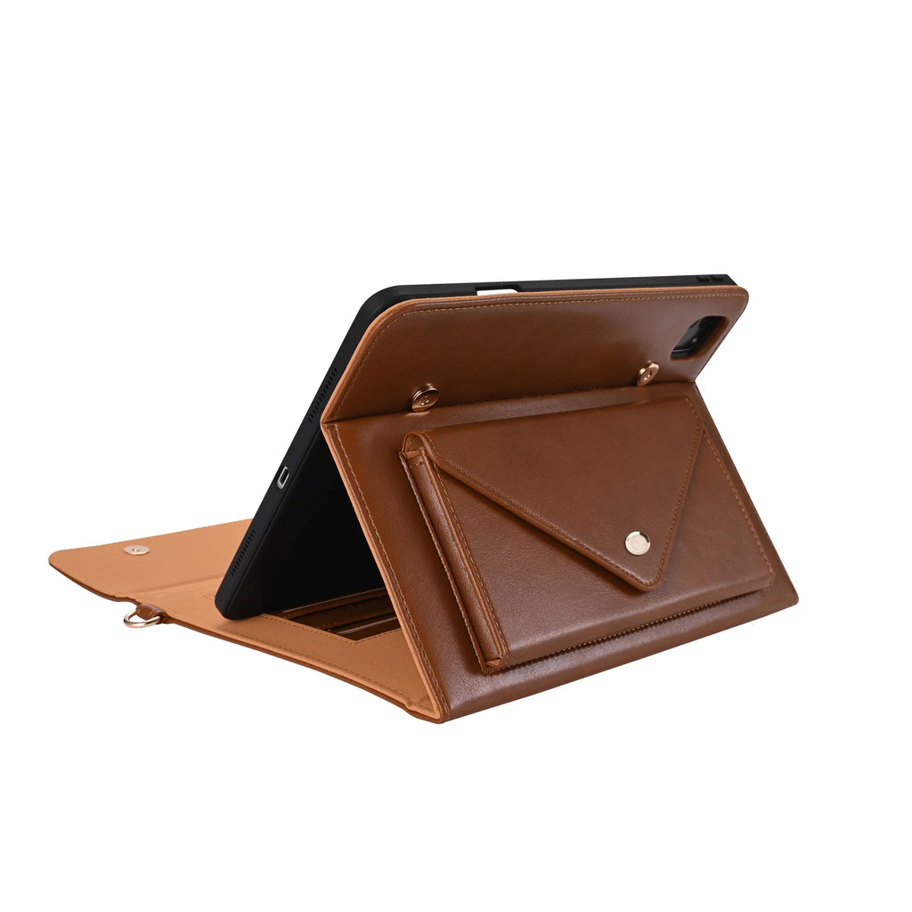 Portfolio Case for iPad Pro 12.9-inch with Pencil Holder, PU Leather, Brown Q1210