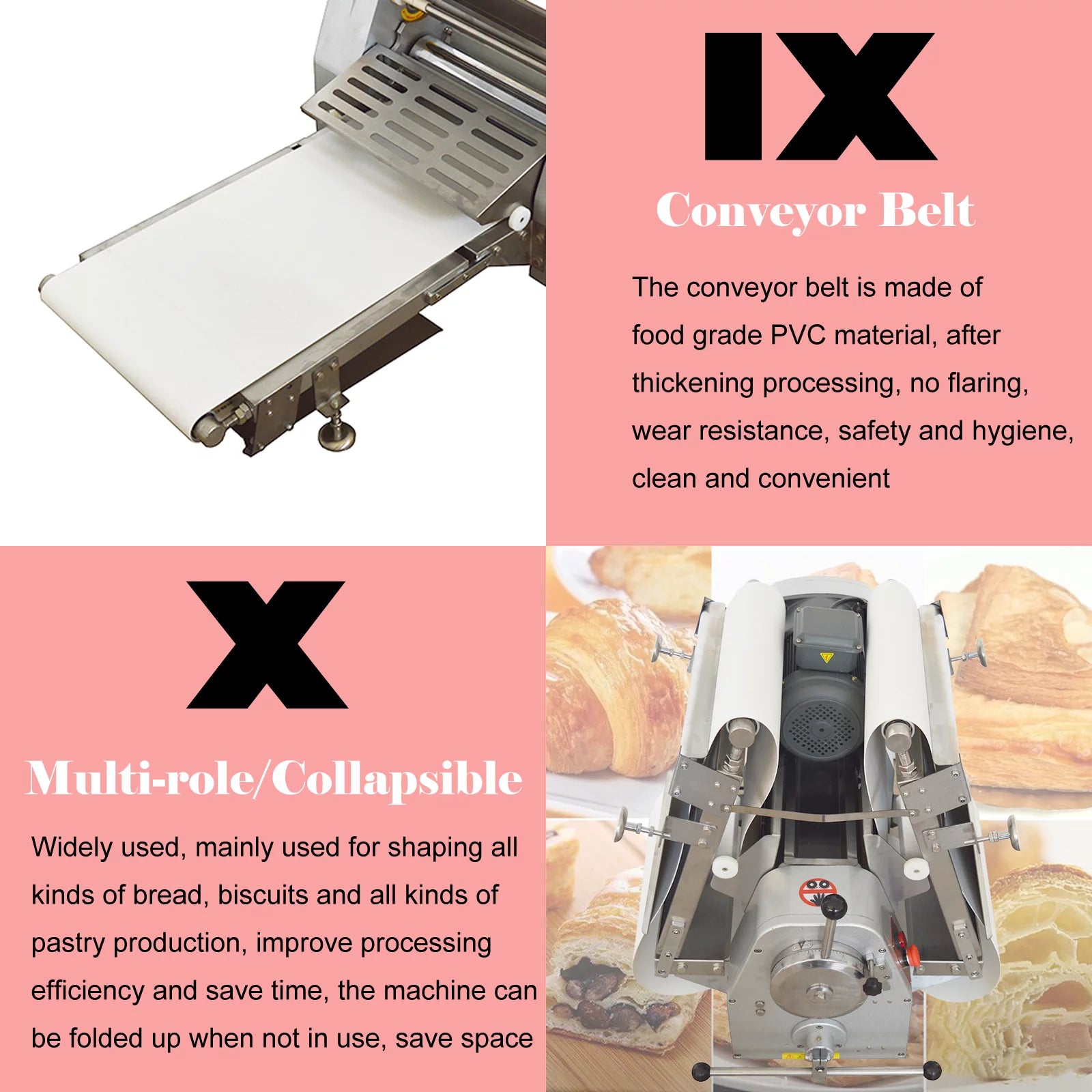 Commercial Dough Sheeter Electric Table Top Folding Pastry Machine M664