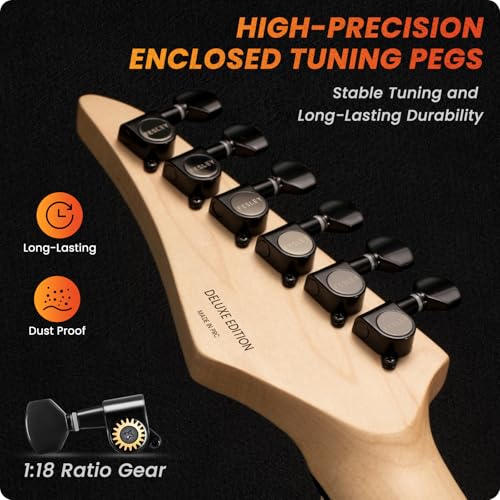 Solid Body Electric Guitar Kit with 24 Frets, HSS Pickup, Black R4019
