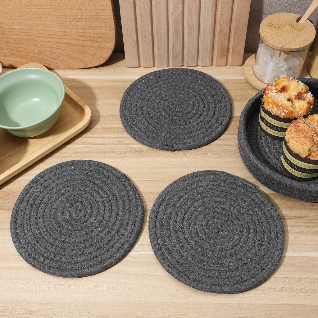 Round Woven Cotton Rope Placemat Set with Coasters M5852