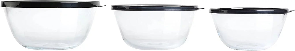 Glass Mixing Bowl Set with Lids, 3-Piece C43301