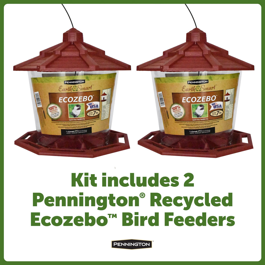 Red Recycled Plastic Wild Bird Hopper Feeder, 7 lb, 2 Pack K418